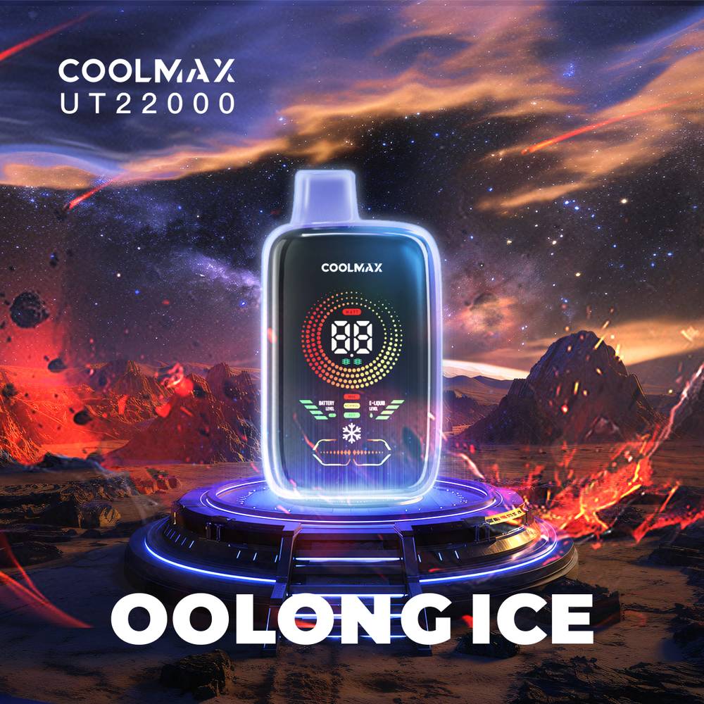 COOLMAX UT22000 Oolong Ice large disposable vape with big digital display indicating liquid and battery levels.  Power and airflow adjustability.  Veextech Online Store Canada FREE shipping