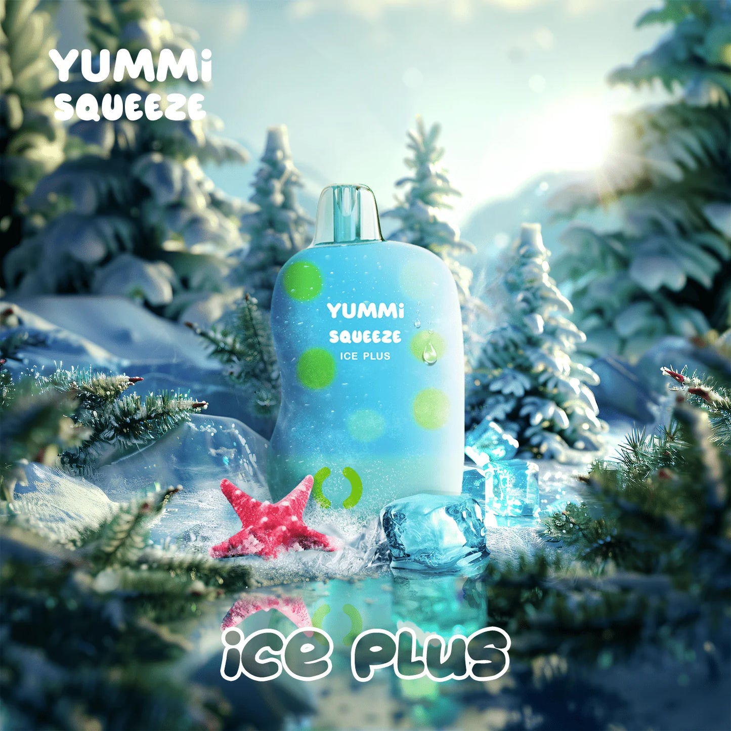 YUMMI Squeeze Ice Plus disposable vape with a squeezable soft silicone exterior for stress relief